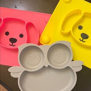 Kids Animal Silicone Placemat Set - Pink, Yellow, Gray